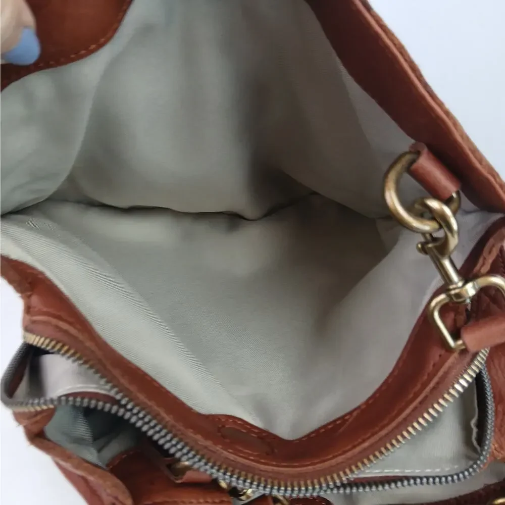 American Leather Co. Double Strap Lenox Triple Entry Satchel Brandy